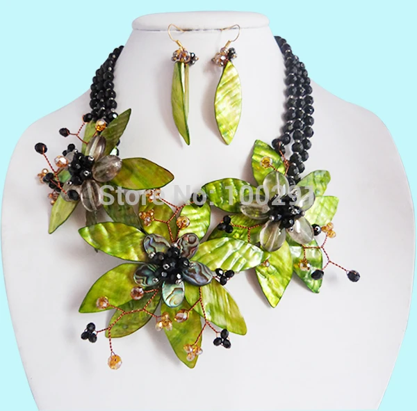 2020-10-7-1033 # New Nigerian party flower necklace, shell pearl beads jewelry set 20