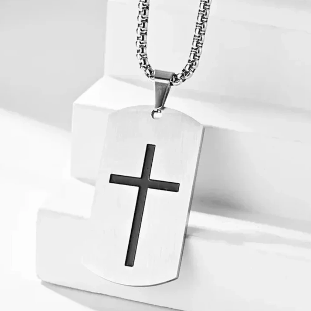 Joshua 1:9 Bible Men's Necklace Dog Tag