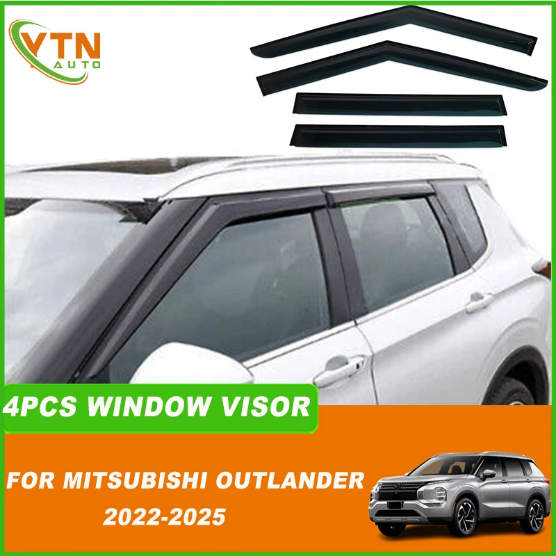 

For Mitsubishi Outlander 2022 2023 2024 2025 Window Visor Sun Rain Deflector Guard Black Rain Guard Vent Deflectors