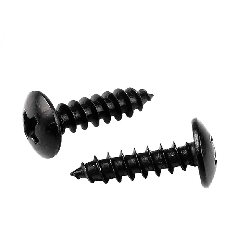 50pcs 6mm Cross Recessed Truss Head Self-tapping Screw Carbon Steel M6 Phillips Mushroom Head Wood Screw 12-40mm 16mm 20mm