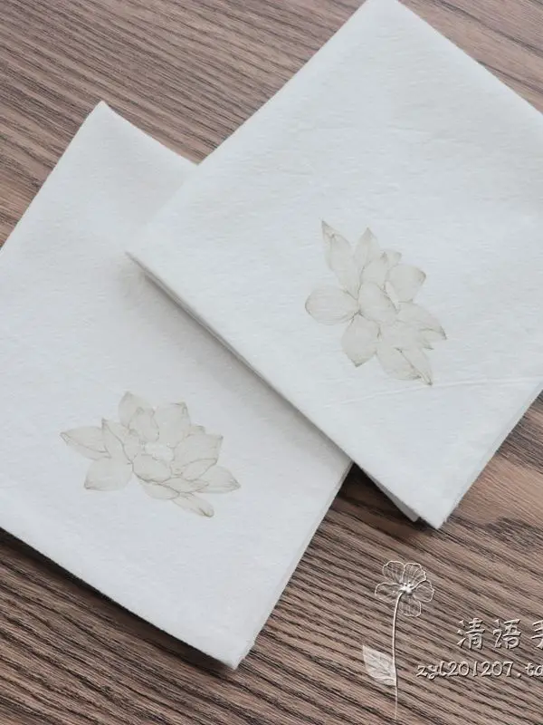 Traditional Chinese Style Zen Lotus Printed Soft Absorbent Cotton Handkerchief Portable Square Hanky For Men Women Customizable