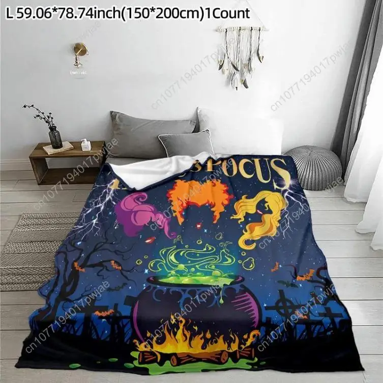 Hocus Pocus تحت عنوان الفانيلا بطانية 1 عدد لينة قابل للغسل رمي بطانية الفراش لوازم للمنزل مكتب السفر البطانيات المخصصة