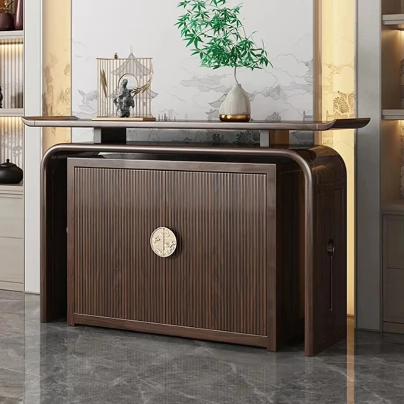 

New Chinese Solid Wood Entrance Cabinet Ebony Wood Sidebar Box Cabinet Door to Door Supply Narrow Side Living Room Cabinet