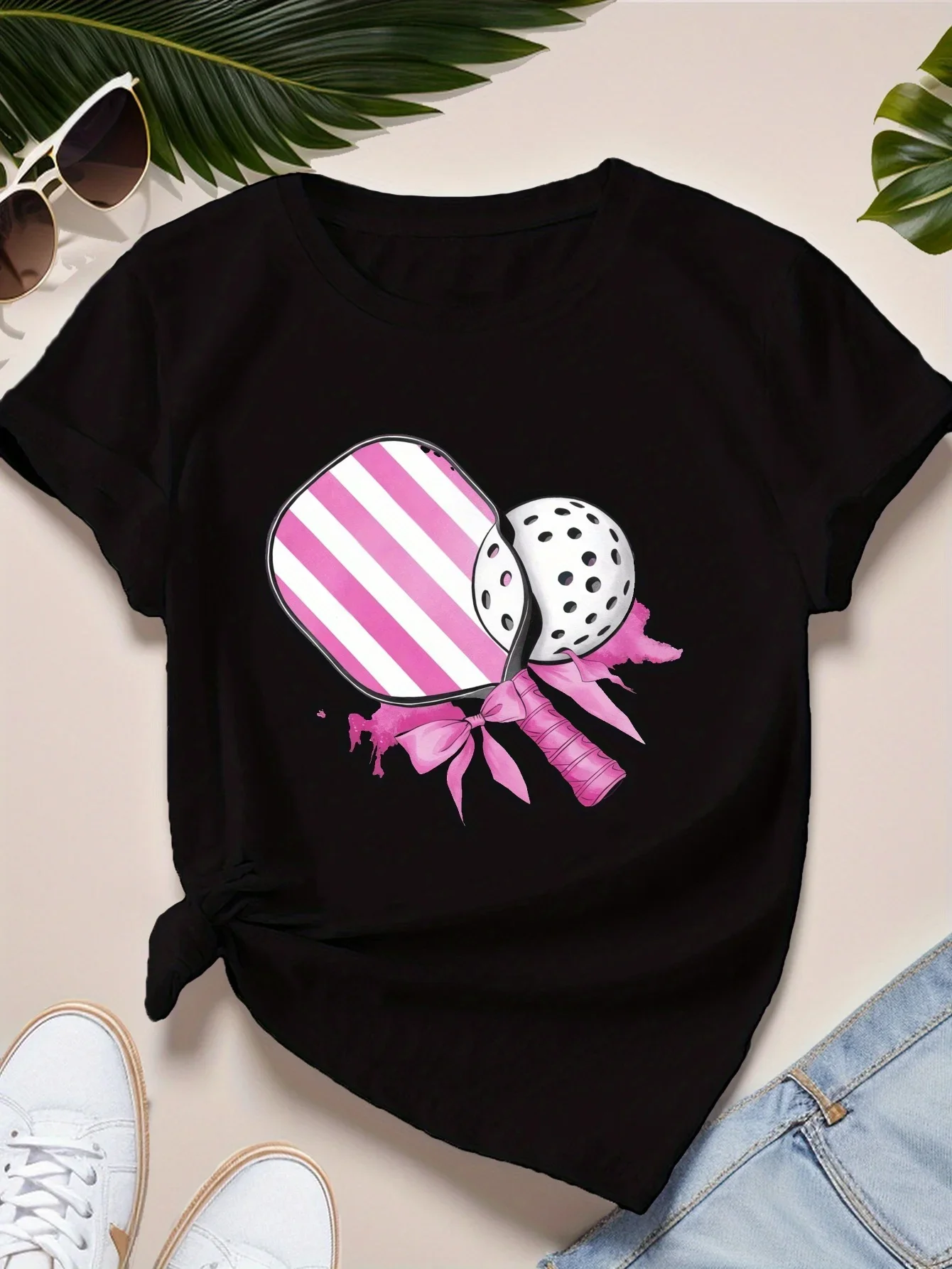 Conjunto de Paddle and Pickleball camiseta cómoda para mujer camiseta informal de manga corta Harajuku ropa de calle camisetas