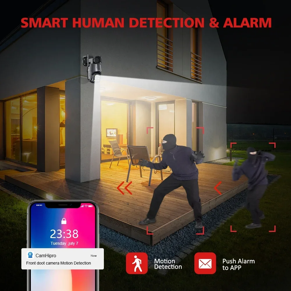 2.8mm-8mm Lens Wifi IP Security Camera Outdoor AI Human Tracking CCTV Camera 4G Video Surveillance 2 Way Audio With Loudspeaker