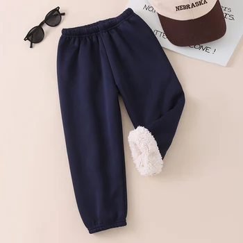 Kids Plush Winter Harem Pants 5 Autumn And Winter Children's Plush Warm Sports Casual Pants For Boys And Girls Solid Color Fashion Thick Windproof Harun Pants 5