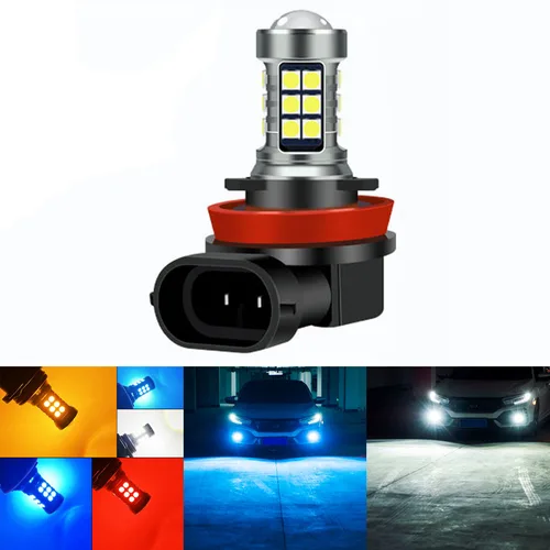 Imagen 1 del producto 1 Uds. Lámpara antiniebla para coche H11 lámpara Led 9005 HB3 9006 HB4 H9 H8 blanco amarillo hielo azul rojo coche Led superbrillante luz de conducción diurna
