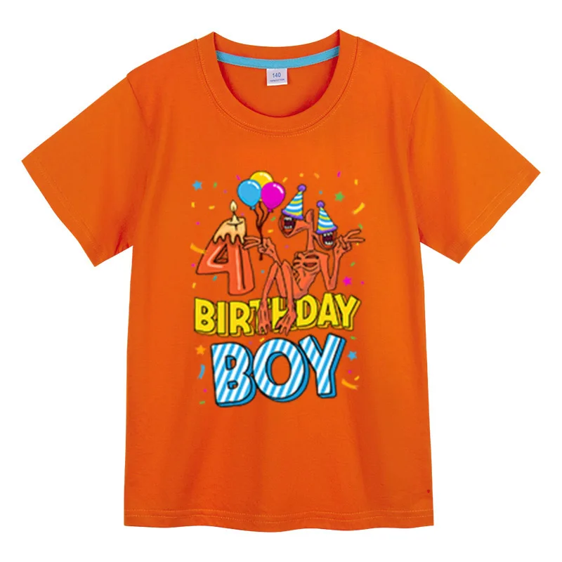 Summer Siren Head Birthday T-shirt Kids Cartoon Short sleeve T-shirt Cotton 100% Kids Clothing Tops Suitable for Boy T-shirt