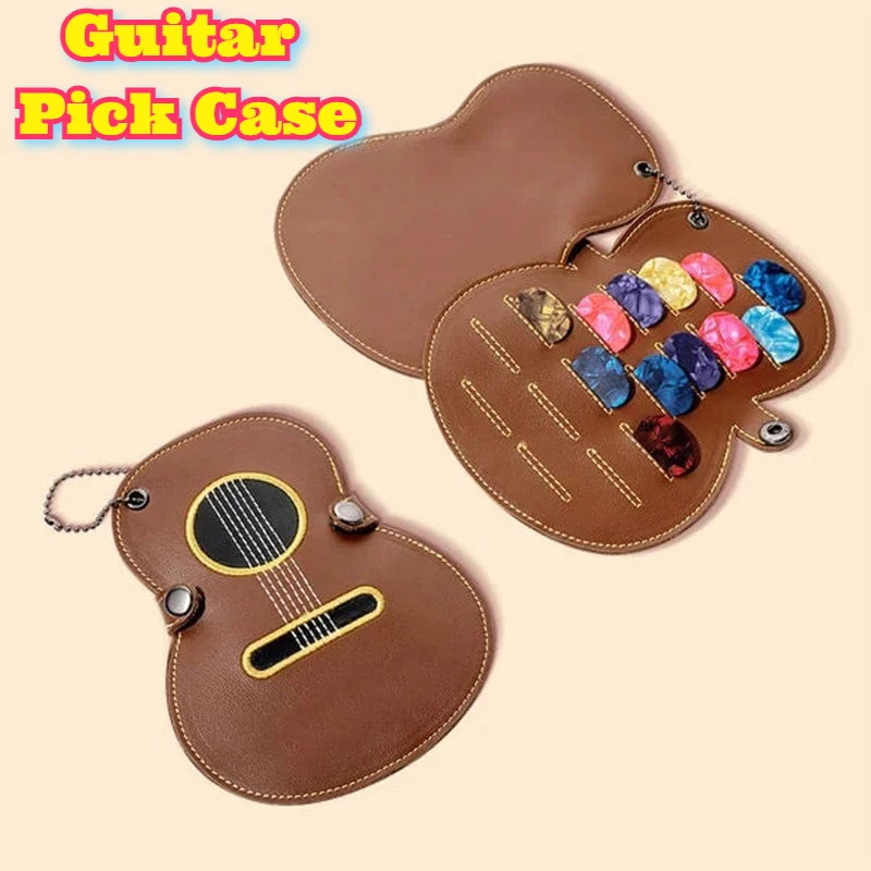 

Guitar Picks Pouch Leather Embroidery Pick Holder Large Capacity Acoustic Guitar Accessories Pick Storage Bag Musician Gear