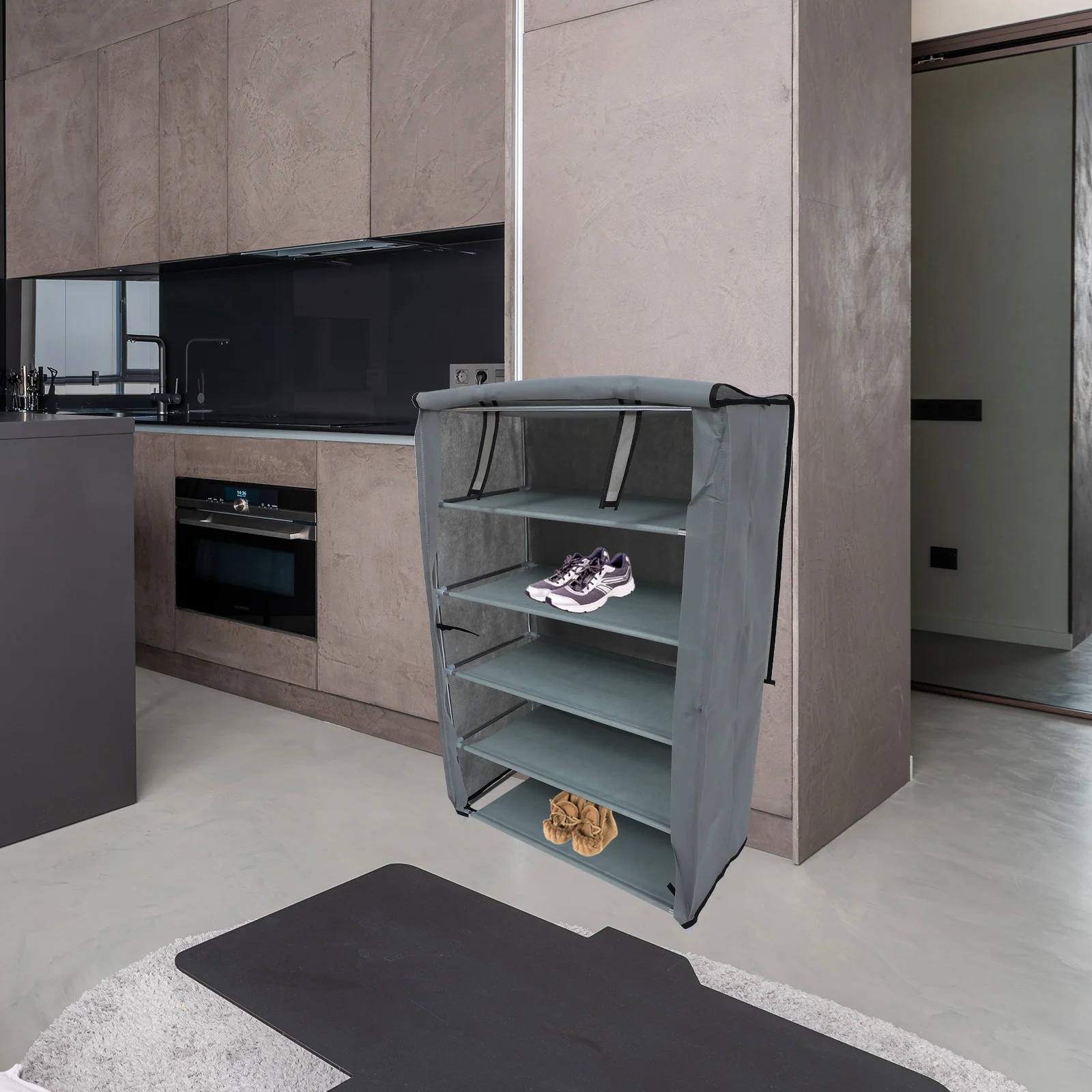 

5-Tier Cabinet Dust Proof Rack Organizer For Entryway Hallway Closet Garage Storage Cabinet Space Saver Shoe Shelf Organizer
