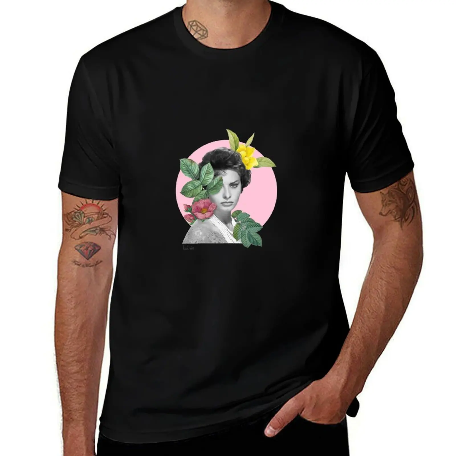 Sophia Loren Collage T-Shirt Large Size Short Sleeve T-Shirt