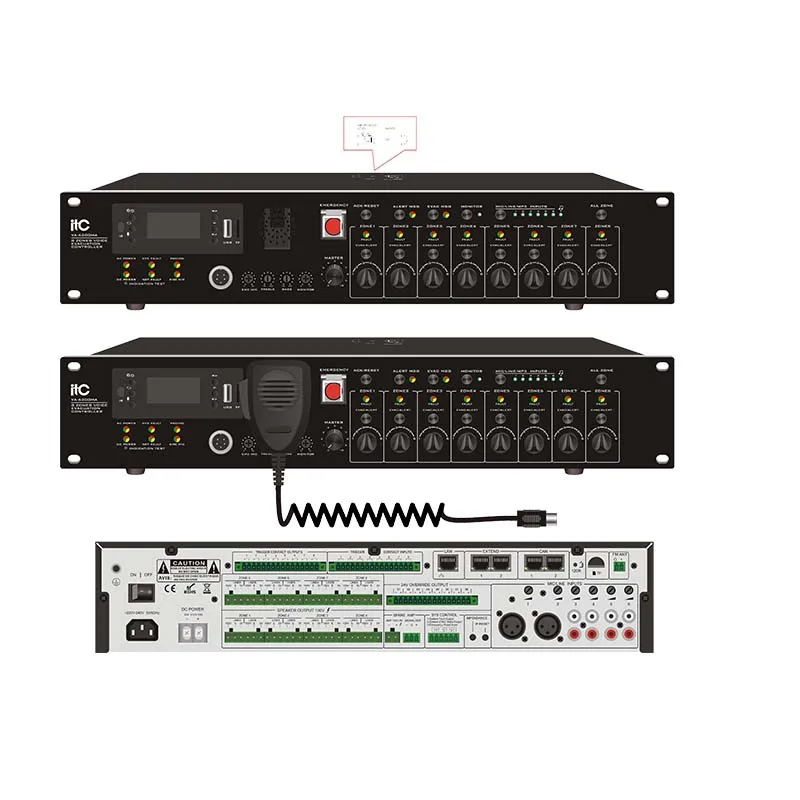 Economic VOICE EVACUATION & PUBLIC ADDRESS SYSTEM 500W 8 Zones Voice Evacuation Controller Voice Alarm System