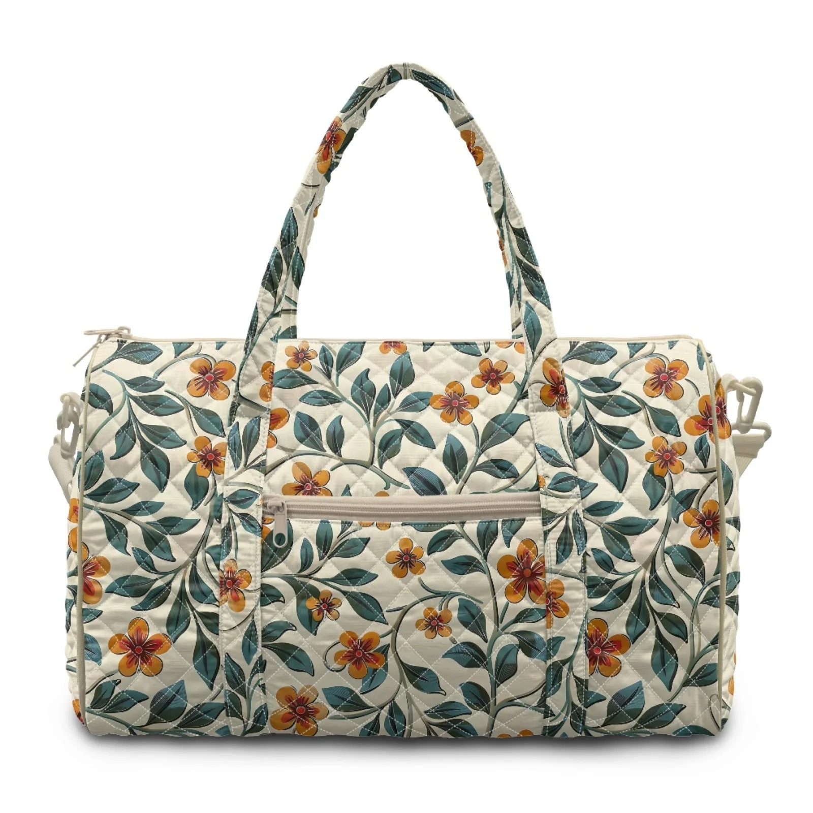 Coloranimal Orange Floral Vine New Trend Travel Duffel Bags for Women Portable Tote Duffle Bags