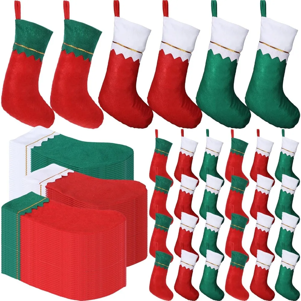 

150 Pcs Felt Christmas Stockings Bulk 14" Fireplace Hanging Stocking Ornaments Xmas Stocking Christmas Tree Santa Socks