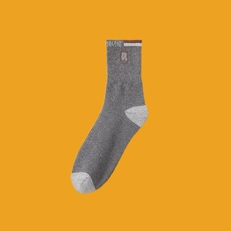 Chaussettes de sport mi-tube décontractées en coton pour hommes, chaussettes de course, document solide, automne, hiver, 5/10, 2024 paires