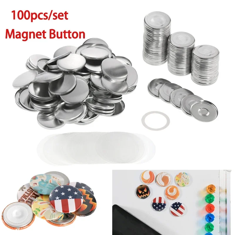 25mm 32mm 58mm Strong Magnetic Fridge Button Pins DIY Blank Button Badge Parts Material Refrigerator Reminder Sticker 100pcs