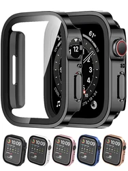 Verre trempé+étui pour Apple Watch 9 8 7 45mm 41mm 44 40mm straight edge Screen Protector Cover Case iWatch 4 5 SE 6 Ultra 49mm