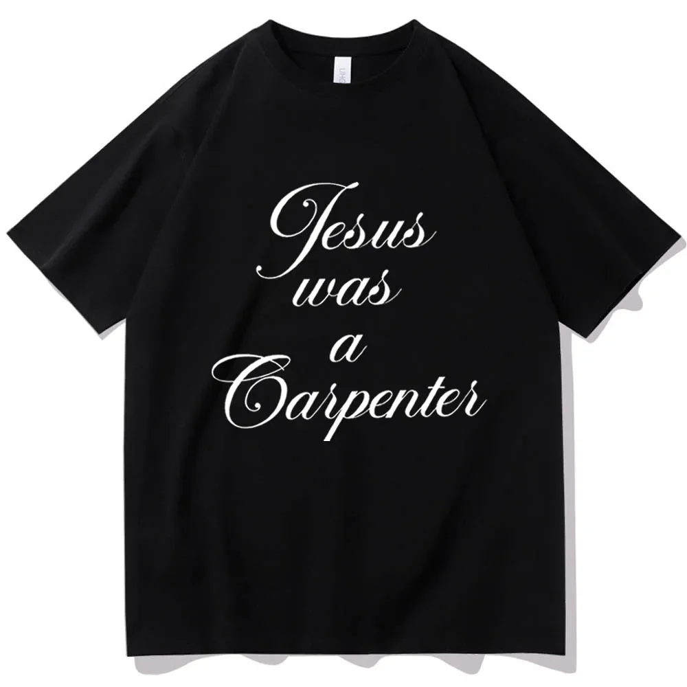 Jesus war ein Zimmermanns-T-Shirt Sabrina Carpenter Fans Unisex O-Ausschnitt Kurzarmhemden T-Shirt Blumen bedruckte Kurzarm