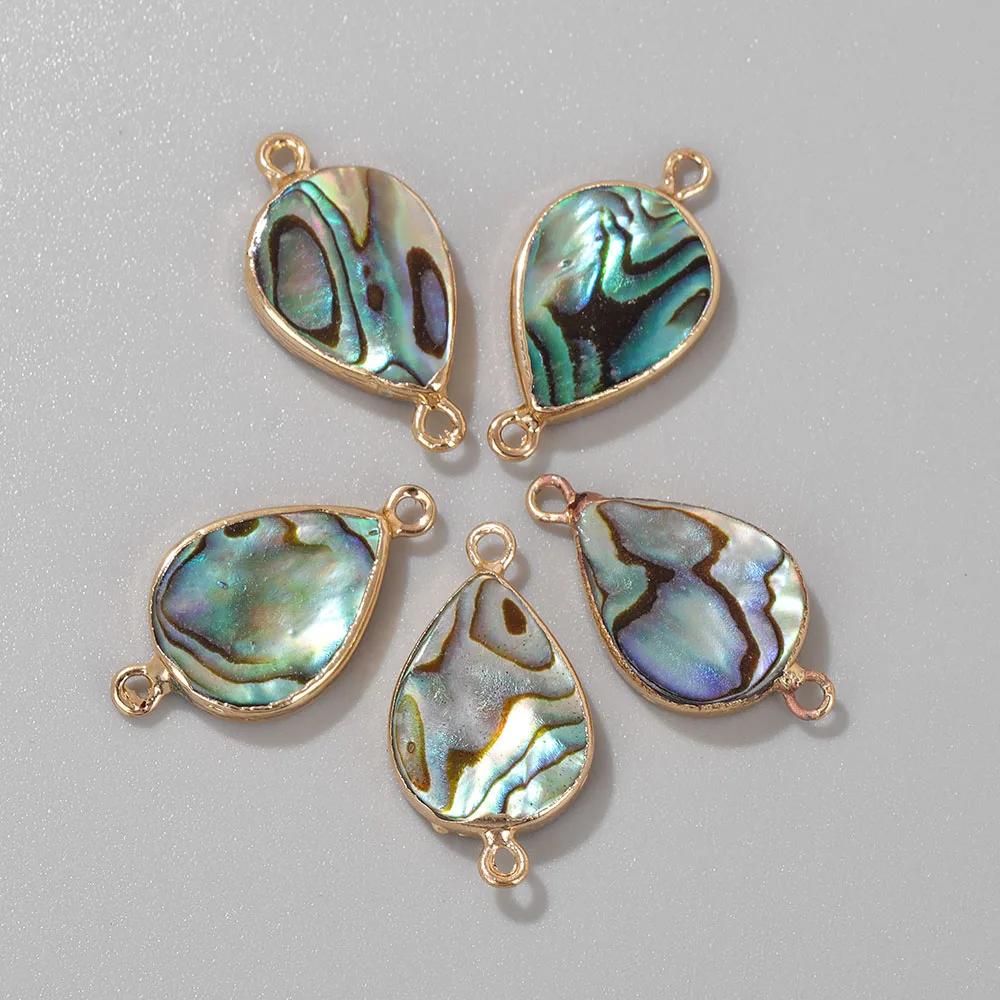 2PCS Natural Abalone Shell Pendant Charms for Jewelry Making