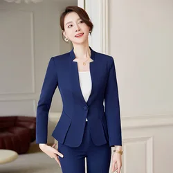 Formal Pantsuits Ladies Office Professional Career Interview Women Business Work Wear Outfits Blazers Trousers Set Plus Size 4XL