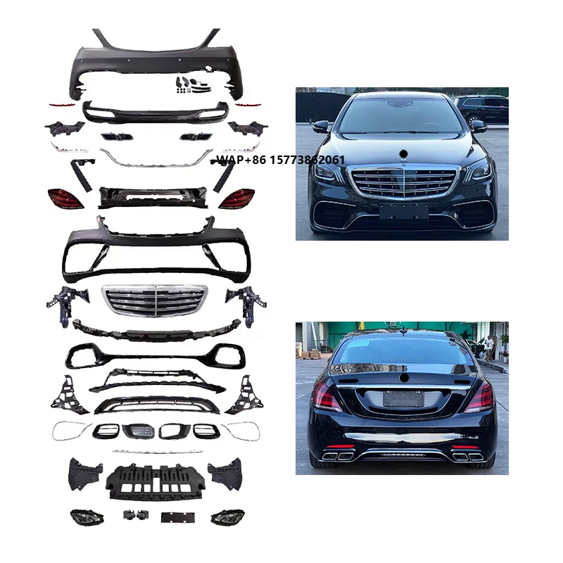 

W222 1994-2016 New Front and Rear Bumper Body Kit with Fog Light Cut-Outs for S-Class (Bolt-On)