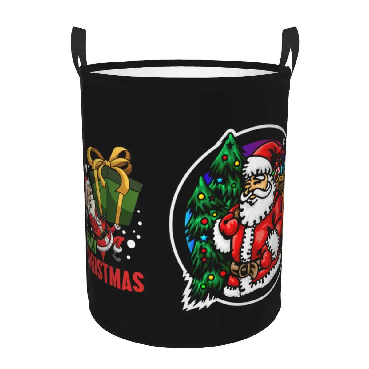 Funny Santa Claus Laundry Basket Collapsible Merry Christmas Sweater Jingle Bells Gift Clothes Hamper for Kids Toys Storage Bin