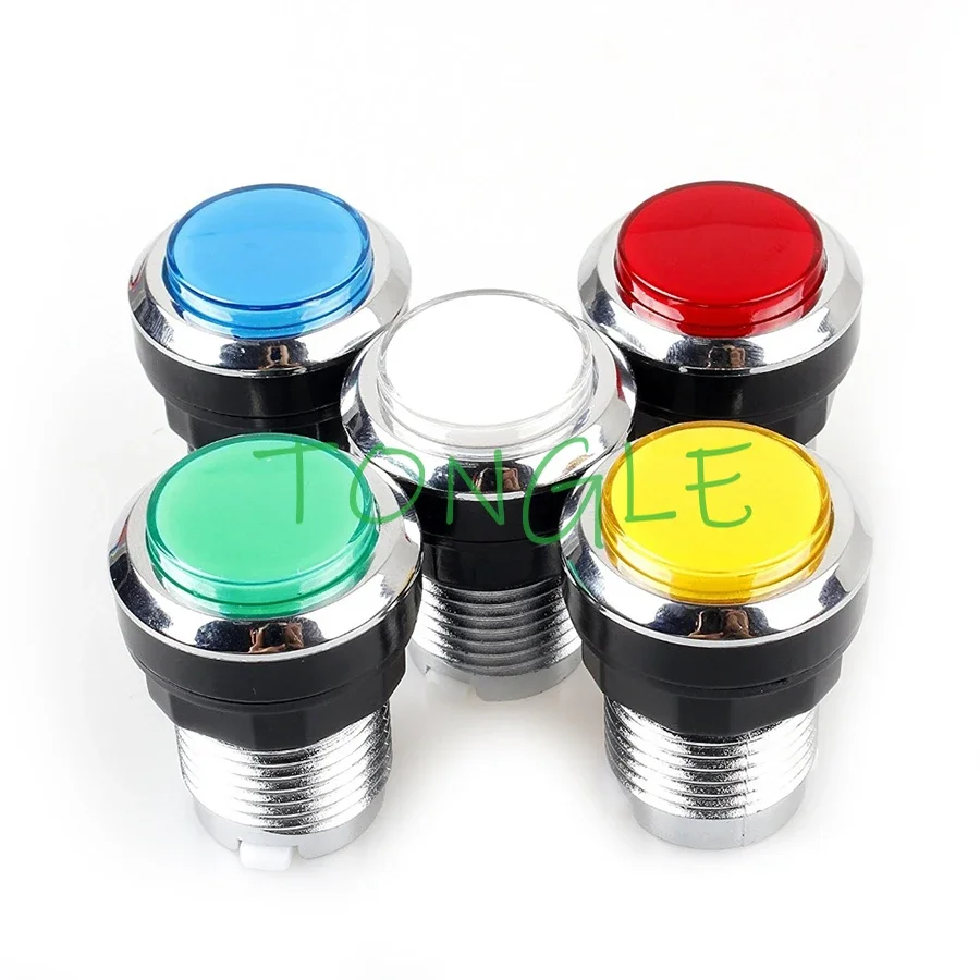 50pcs CHROME Plated illuminated 5V / 12v LED Arcade Push Button With Microswitch LED Light 5 Colors Available