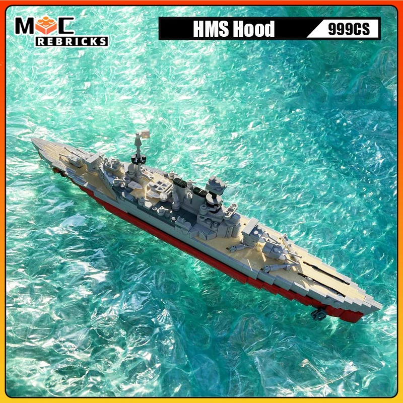 

MOC-133851 Military Warship Navy Royal HMS Hood Battleship Cruiser Building Block Battlecruiser Model Bricks Toy Kid Gifts