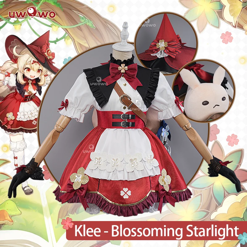 LAST BATCH UWOWO Genshin Impact Klee Cosplay Costume with Hat Dress Blossoming Starlight Witchh Halloween Costumes