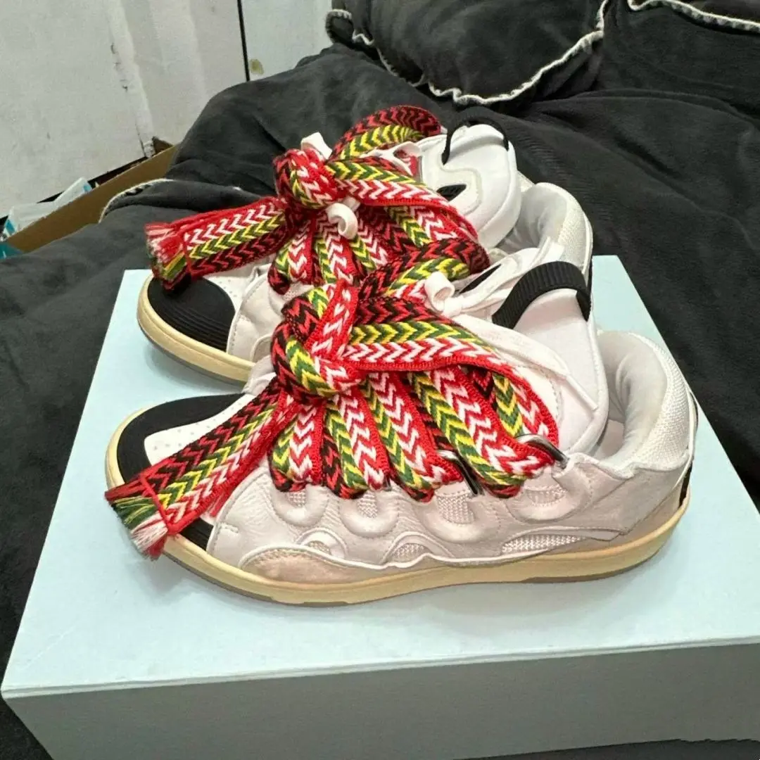 luxury Men's Women's sports shoes Casual Shoes Splicing color design Thick tongue Colorful shoelace Matching fashion Shoes