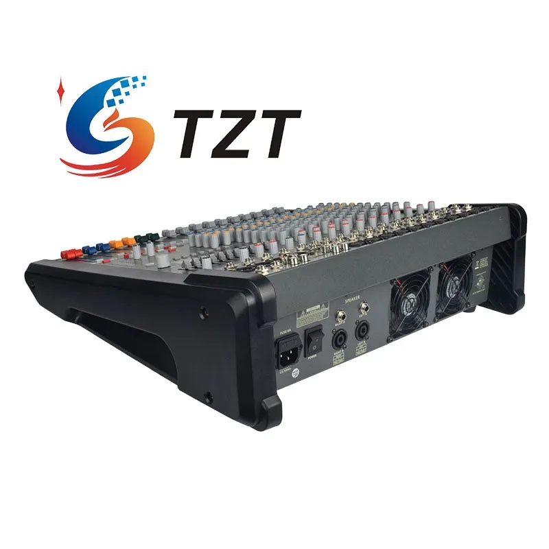 TZT S-1200 Console di missaggio mixer professionale a 12 canali da 1200 W * 2 per la cerimonia nuziale sul palco KTV