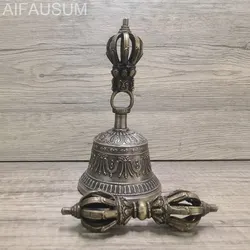 1set 15cm 16cm 17.5cm Copper Nine-pronged Vajra bell ghanta Handbells hand bell Tibetan Buddhism meditation artifact