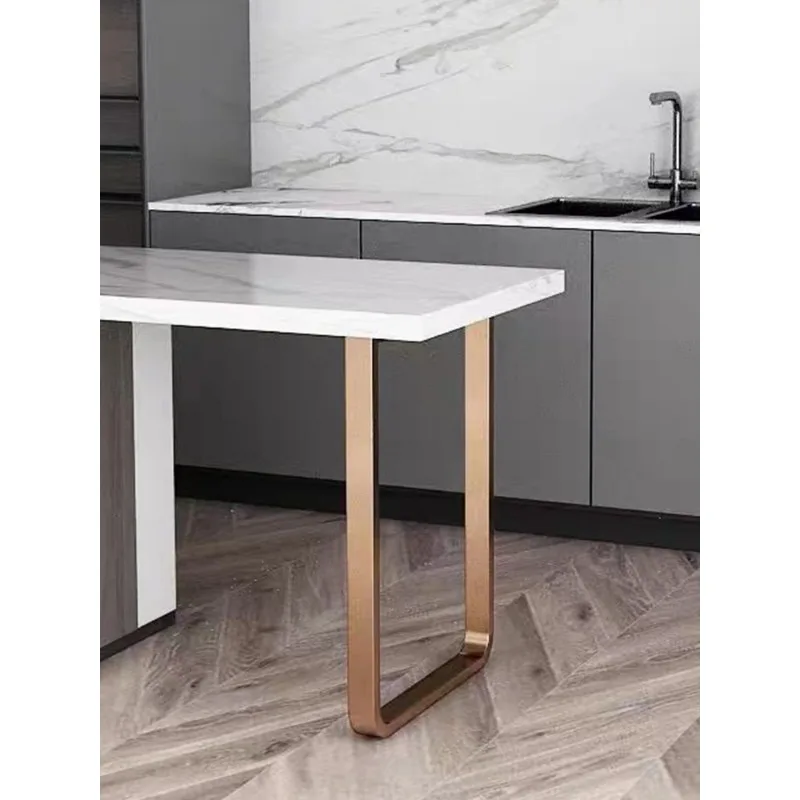 Customized stainless steel bar legs dining table foot bracket light luxury electroplated brushed table legs marble rock slab met