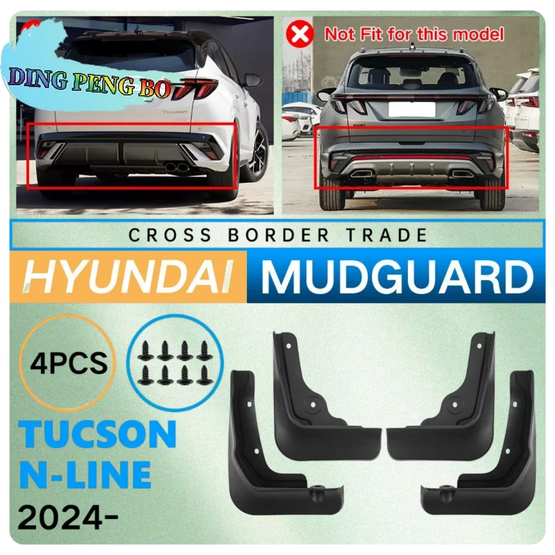 Mudflaps Mudguards Fit for Hyundai Tucson N-Line 2024 Mudguards Tire Fenders Mud Flaps Wheel Guards Accessories 4x Tyre