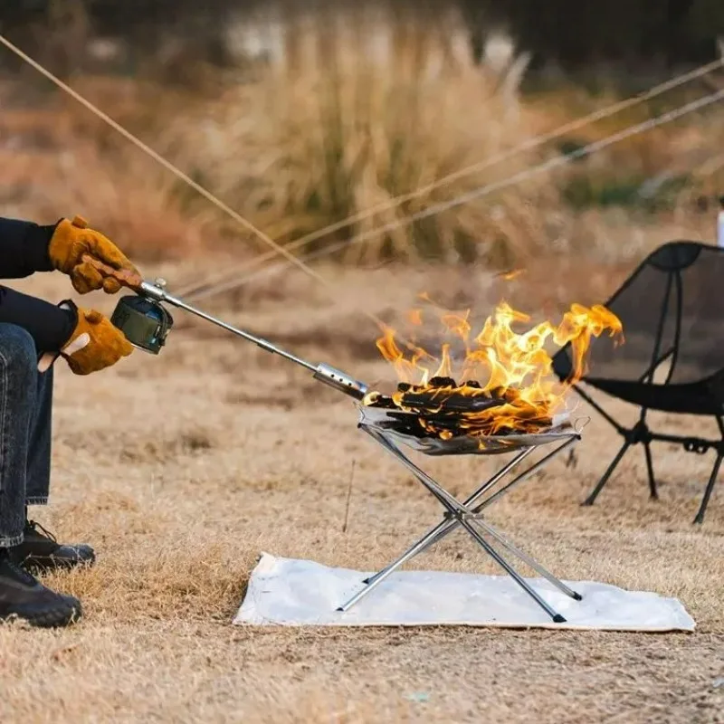 Outdoor Portable Detachable Spray Gun, Household Stainless Steel Pig Hair Grill, Camping Flame Thrower, Long Style