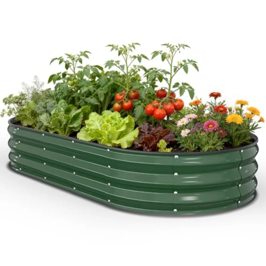 

Оцинкованная овальная приподнятая грядка 6x3x1 футов, уличный ящик-клумба с открытым дном, устойчивая к ржавчине стальная грядка для овощей