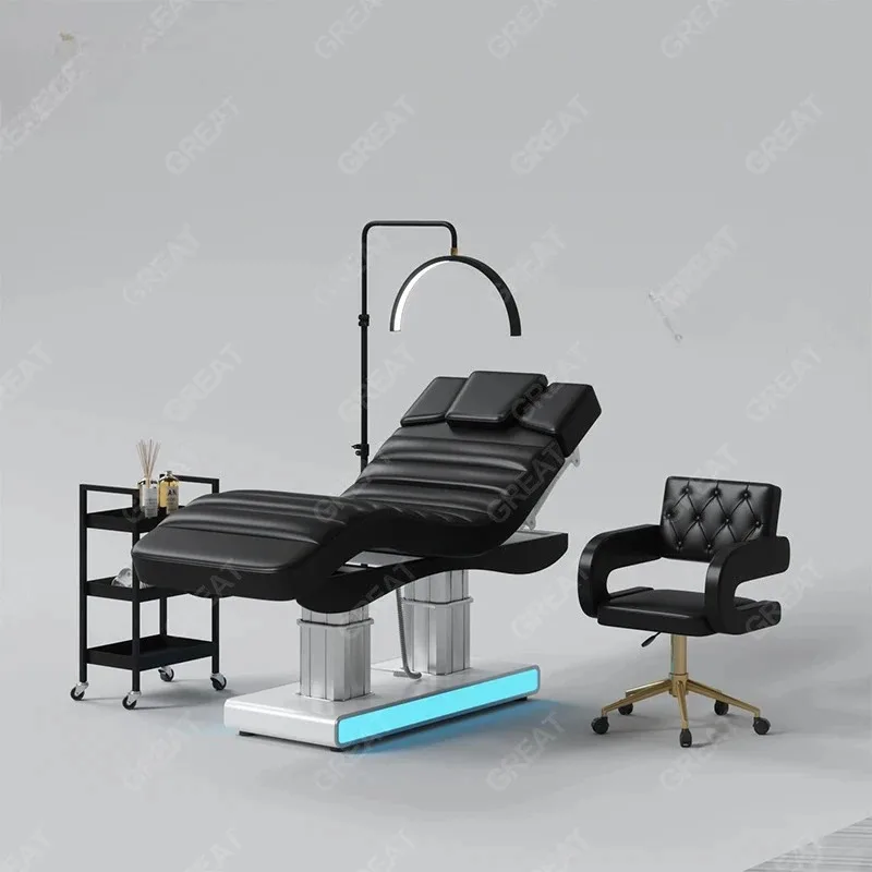 Luxuriöse, robuste Massageliege und -bett mit elektrischer Verstellfunktion, 4 Motoren, für Salon, Klinik, Spa, mit Beleuchtung