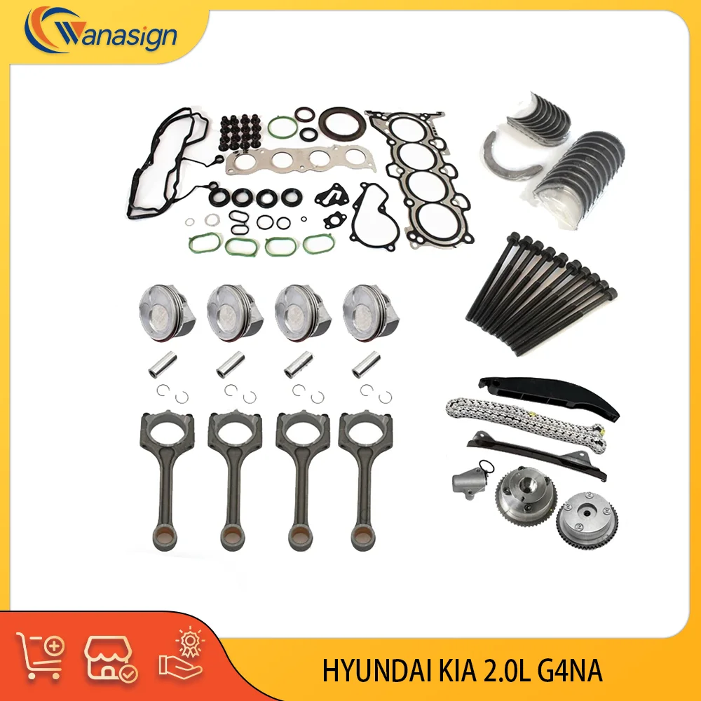 AUTO Engine Overhaul Rebuild Kit Crankshaft Timing Rods Kit For Hyundai Kia 2.0L 2.0 T L4 GAS 2.0 L G4NA 2009-2022