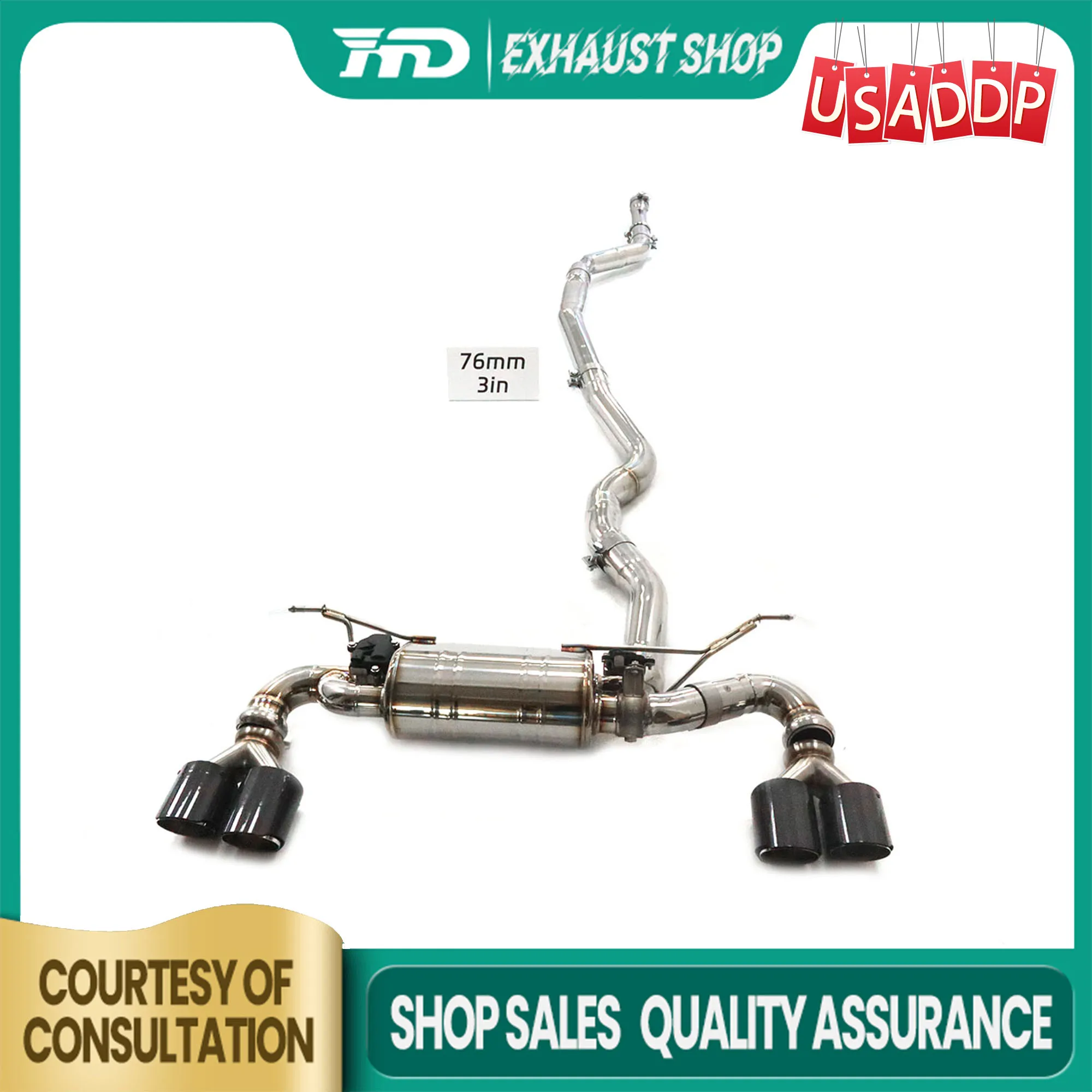 

HMD SS304 for BMW 340i F30 Exhaust system Catback Increased horsepower Electronic valves Muffler black Tips