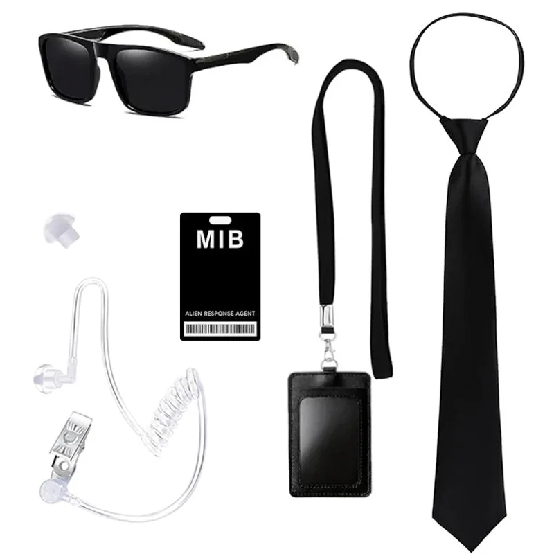 Spy Security Cosplay Dress Up Set MIB Sunglasses Earplugs Wedding Flower Girl Party Accessories