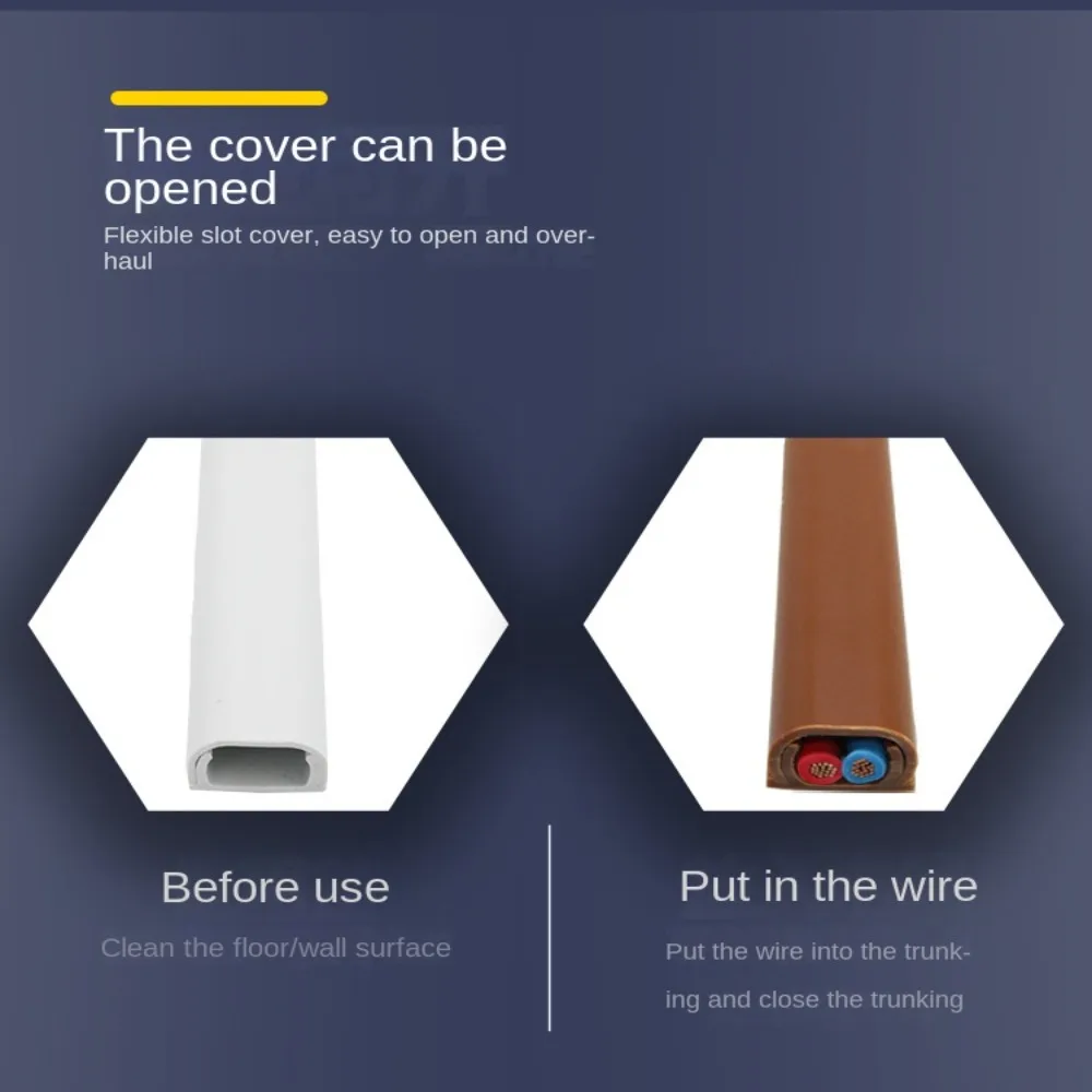 Anti-extrusion Floor Cord Cover Square Durable Cord Protector Self-Adhesive Extension Wiring Duct Protector Home Outdoor