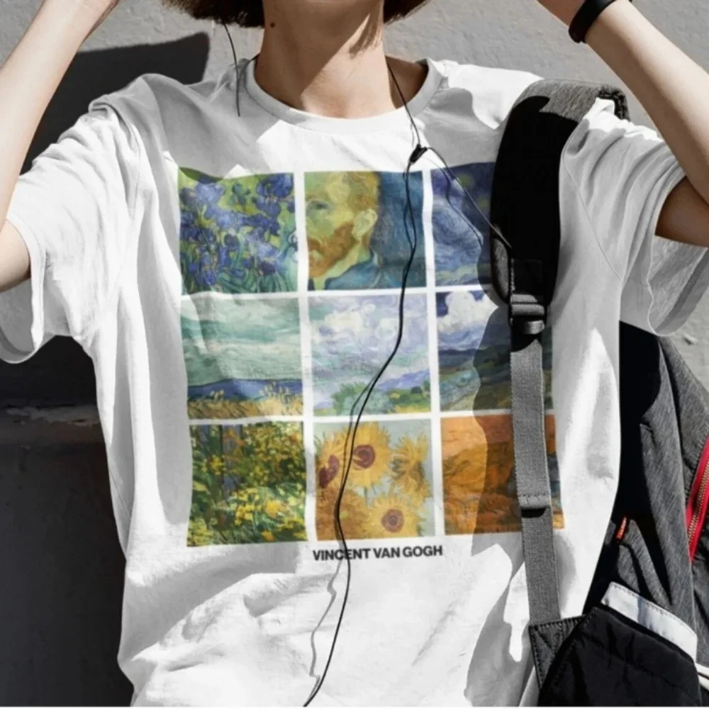 Vintage Oil Painting Collage Grid Graphic Print Grunge Aesthetic Unisex T‑Shirt Art Lover Casual Summer Short Sleeve Fashion Top