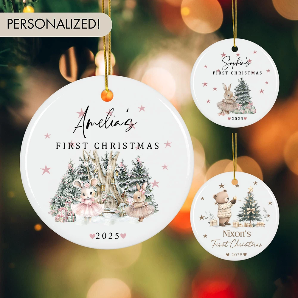 Baby Girl First Christmas Ornament Personalised Christmas Bauble Keepsake Custom Babies1st Xmas Decoration New Baby Gift
