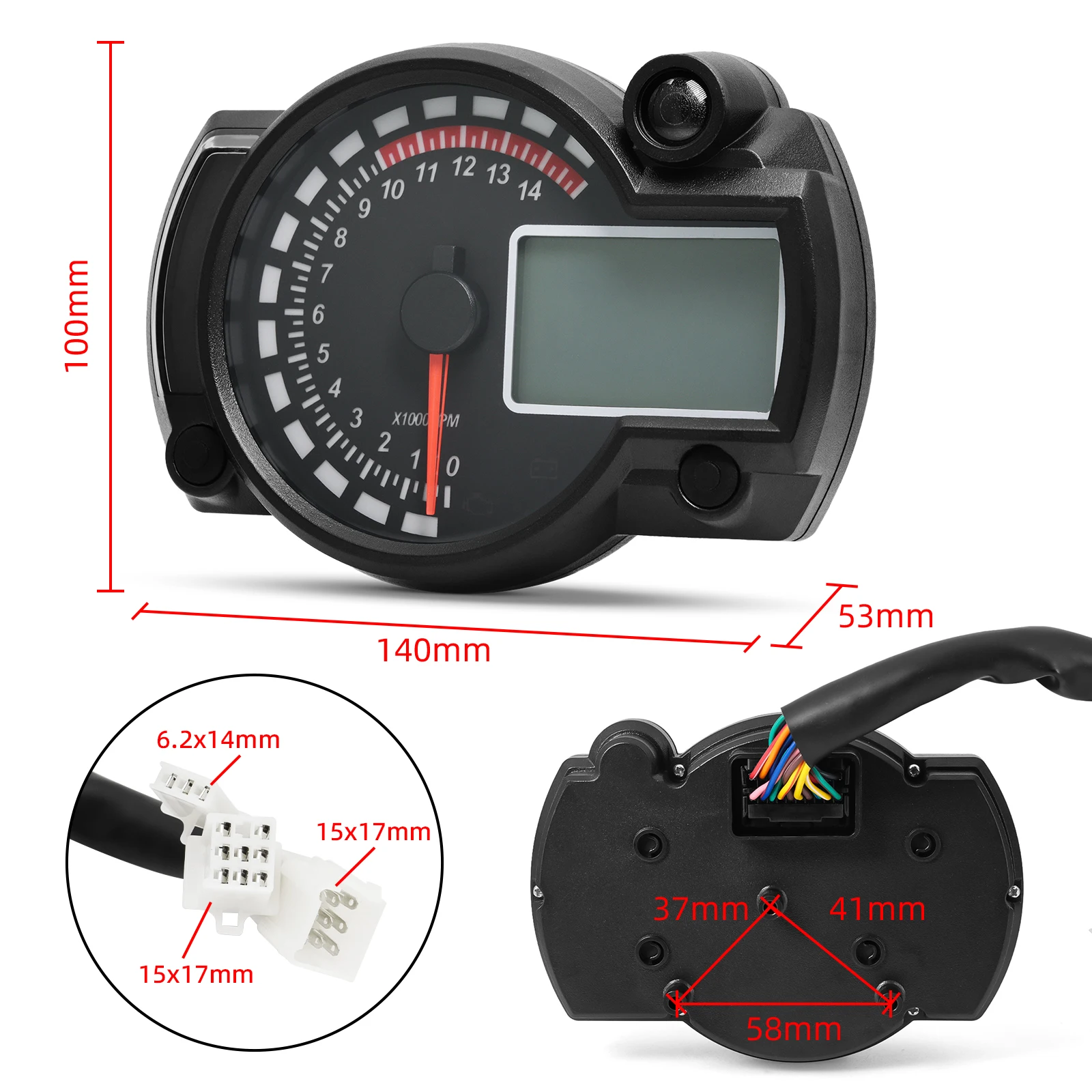12v Motorcycle Universal Speedometer for Honda Suzuki Yamaha Kawasaki 7 Colors LCD Digital Odometer Gauge Moto Dashboard Meter
