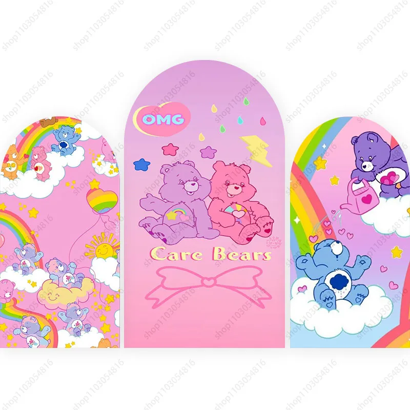 MINISO Care Bears Arch Photography Backdrop Cute Cover Kids Birthday Party Decor Wall Polyester Photo Background Decor Props