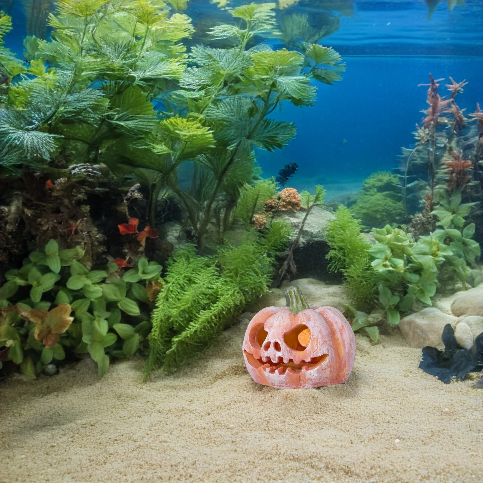 

Simulated Pumpkin Hideout Orange Resin Fish Shelter Decor Aquarium Craft Mini Halloween Underwater Landscape Pet