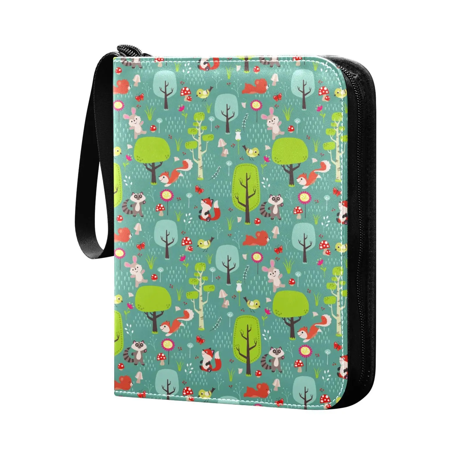 Spring Forest Trees 4 Pocket Cards Binder, 400 Double Sided Pocket Album for Sport Game Cards, Unique Card Collection Storage