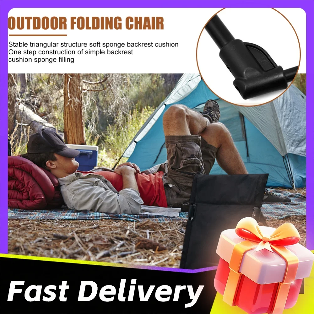 Portable Camping Chair Universal Foldable Single Lazy Chair Lightweight Seat Cushion Comfortable Wear- for Patio Lawn