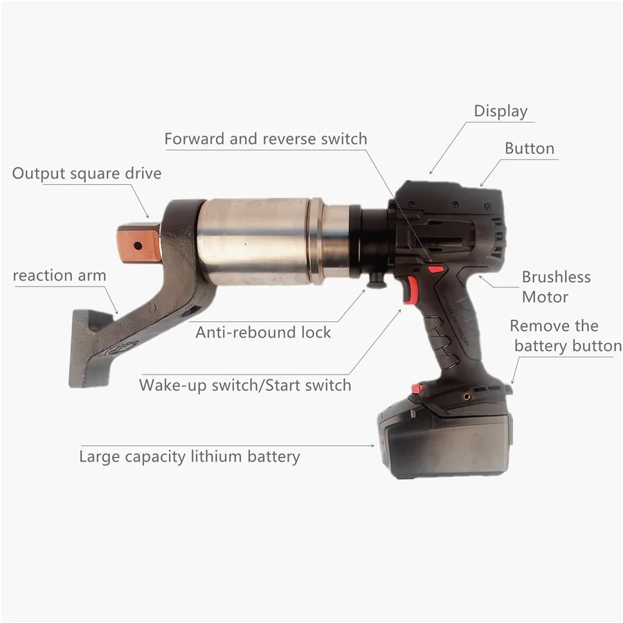 3200 Nm digital display cordless electric battery holder torque wrench electric torque wrench