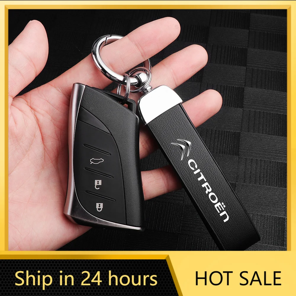 

Car Sticker Fashion Leather Car Metal Keychain Horseshoe Buckle Waist Pendant Car Accessories For Citroen C1 C2 C3 C4 Picasso C-